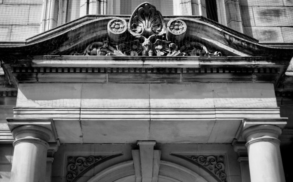 Stone building awning