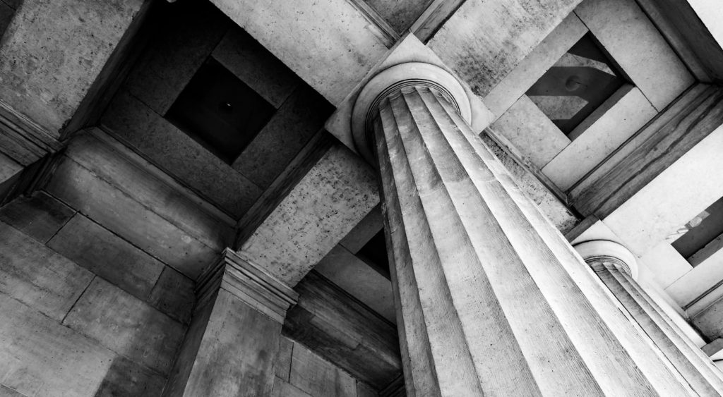 Shot of building column and roof